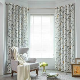 Vogol 005clqh18009c2s5296 Birds And Floral Printed Curtains Gray Blackout Window Treatment For Li