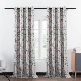 005qhzgcl004 Vogol Plants Pattern Room Darkening Grommet Window Curtains Noise Reducing W