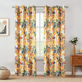 Vogol 008clqh2204s5296n Yellow Floral Curtains 96 Inches Long Elegant Flower Print Light Filte