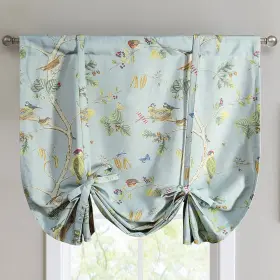 008cmbq66281-4s4263 Vogol Linen Textured Balloon Tie Up Curtains Thermal Insulated Rod Pocket Wi