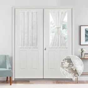 008ml001c3s2540 Vogol Door Curtain 40 Inch Long Sheer White Panels With Rod Pocket Top