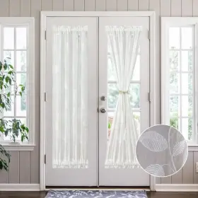 008ml001c4s2572 Vogol Sheer White Door Curtains Vine Pattern Drape Treatment 72 Inches Long