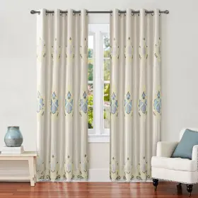 2017jjcl004c160106 Vogol Embroidered Curtains 106 Inches Long Grommet Window Treatment Voile Pan