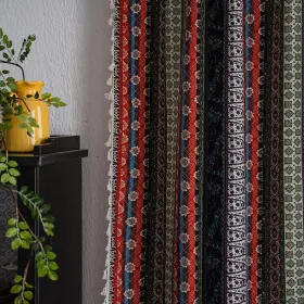 Bh001 Vogol Boho Tassel Window Curtains 1 Panel Geometric Striped Bohemian Style C