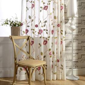 Vogol Clqh190702b2s60104 Extra Long Sheer Curtains Pink Flower Embroidered Voile Curtain Drapes