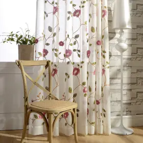 Clqh190702b2s60104 Vogol Extra Long Sheer Curtains Pink Flower Embroidered Voile Curtain Drapes