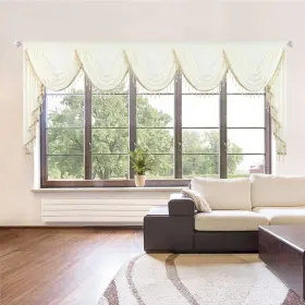 Cscmky02bgs138 Vogol Luxury Waterfall Valance Curtains Semi Sheer Decorative Swag Curtain F