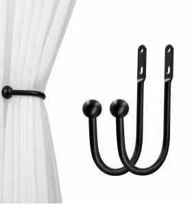 Vrss 614409486213 Curtain Tiebacks Drapery Holdbacks Simple 2pcs Black
