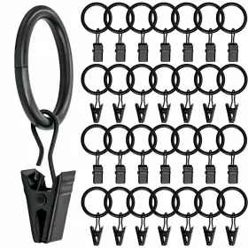 Vrss 614409486787 35pcs Curtain Rings With Clips Hooks 1 Inch Drapery Window Hanging Ring