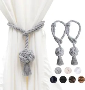 Wanfaso 445020852896 2 Pack Tassel Rope Curtain Tie Backs Nautical Style Drapery Holdbacks For Outdoo