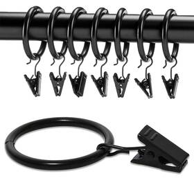 Wanxiang 783746665053 Black Metal Curtain Rings Clips 11/2 Inch Inner Diameter Fits Rod 11/4
