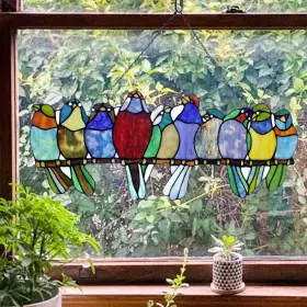 Warehouse Of Tiffany 653341768384 Gefile Style Glass Perching Birds Design Multicolor
