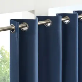 Waverly 081806675548 Sun N Shade Hampton Solid Indoor/outdoor Grommet Blue 52x95