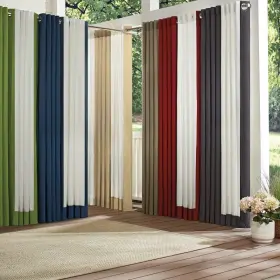 Waverly 081806675555 Sun N Shade Hampton Solid Indoor/outdoor Grommet Blue 52x108