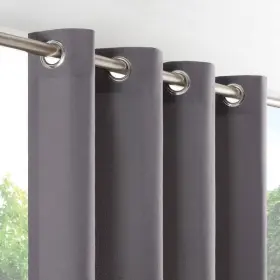 Waverly 081806675586 Sun N Shade Hampton Solid Indoor/outdoor Grommet Charcoal 52x108