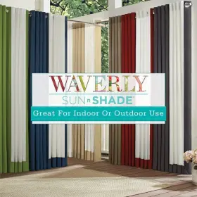 Waverly 081806675593 Sun N Shade Hampton Solid Indoor/outdoor Grommet Red 52x84