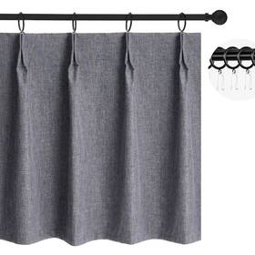 Wdfour 753873753244 24x18 Inch Pinch Pleated Blackout Cafe Curtains - Pack Of 2 100% Ligh