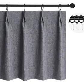 Wdfour 753873753244 24x18 Inch Pinch Pleated Blackout Cafe Curtains - Pack Of 2 100% Ligh