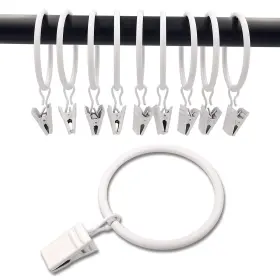 Weekseight 194467167458 40 Pack White Curtain Rings With Clips Hooks Hangers Clip