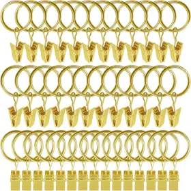 Weekseight 194467167540 44 Pack Gold Curtain Rings With Clips 1 Inch I D Set Of