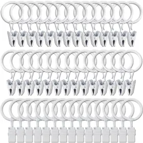 Weekseight 194467167588 44 Pack White Curtain Rings With Clips Hooks Hangers Clip For