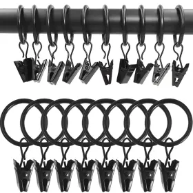 Weekseight 194467167595 100 Pack Black Curtain Rings With Clips Hooks Hangers Cli