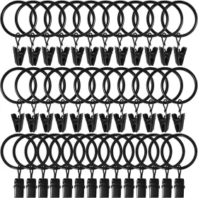 Weekseight 194467167656 40 Pack Black Curtain Rings With Clips Hooks Hangers Clip For