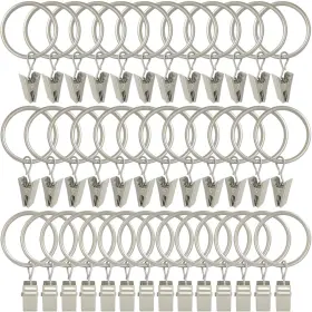 Weekseight 194467273111 40 Pack Matte Silver Curtain Rings With Clips Hooks Hanger