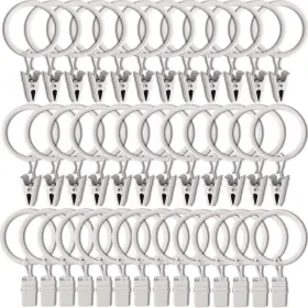 Weekseight 194467273128 40 Pack White Curtain Rings With Clips Hooks Hangers Clip