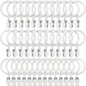 Weekseight 194467273159 40 Pack White Curtain Rings With Clips Hooks Hangers Clip For