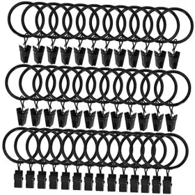 Weekseight 194467273197 40 Pack Curtain Rings With Clips Hooks 1.5 Inch I D Set Of Black