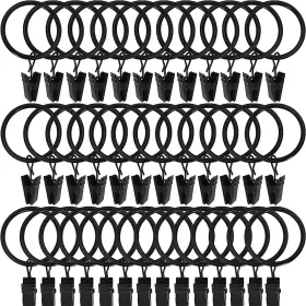 Weekseight 313031345324 44 Pack Black Curtain Rings With Clips Hooks Hangers Clip Ri