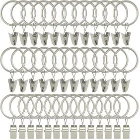 Weekseight 445014189182 40 Pack Matte Silver Curtain Rings With Clips Hooks Hangers Clip