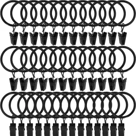 Weekseight 445048389398 40 Pack Black Curtain Rings With Clips Hooks Hangers Clip For Han