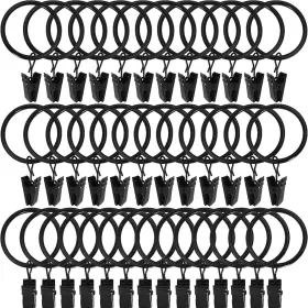 Weekseight 726084510838 44 Pack Black Curtain Rings With Clips Hooks Hangers Clip For Han