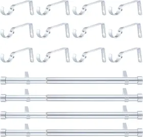 Ute-wesiti-2584 Wesiti 4 Packs Curtain Rods For Windows 32-84 Inch Adjustable Silver