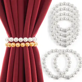 Tiebacks-wht-19-6 Westweir Magnetic Curtain Tiebacks - Elegant Pearl Design Versatile Curtains Tie Back