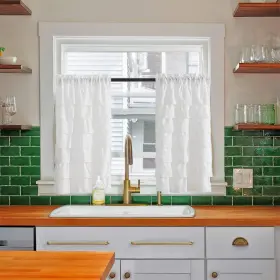 Tierwht36 Westweir White Ruffle Kitchen Window Curtains-small Windows Curtain For Bathroom 36 I