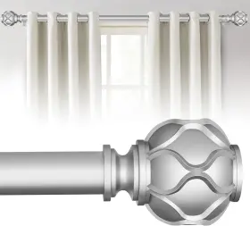 Win4all 714855375182 Silver Heavy Duty Curtain Rods For Windows 48 To 84 16 Inch -90
