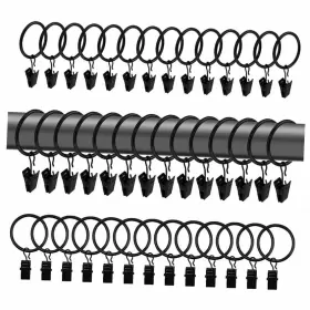 1.26in40p-rcg Wision 40 Pcs 1.26 Inch Metal Curtain Rings With Clips Rod 1.26inch-40pcs Black