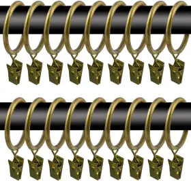 1.5in40p-rcg Wision 40 Pcs 1.5 Inch Metal Curtain Rings With Clips Rod Rustproof Cu