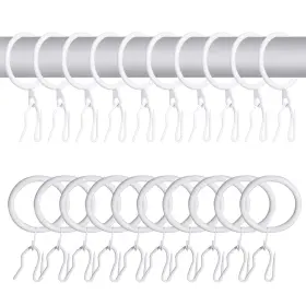 60p-brh Wision 60 Pcs Metal Drapery Rings And Curtain Hooks 30mm Id For Curtains/rods White
