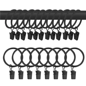 Wision 657834304974 40 Pcs 1.5 Inch Metal Curtain Rings With Clips Rod Rustproof