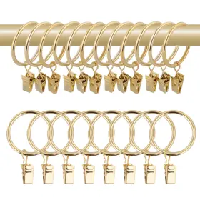Wision 657834304981 40 Pcs 1.5 Inch Metal Curtain Rings With Clips Rod Rustproof
