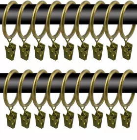 Wision 764126169729 40 Pcs 1.5 Inch Metal Curtain Rings With Clips Rod Rustproof