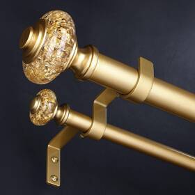 Wolistsa Ws01db-120gd Gold Double Curtain Rods For Windows 66 To 120 Inch 1 Adjustable Decora