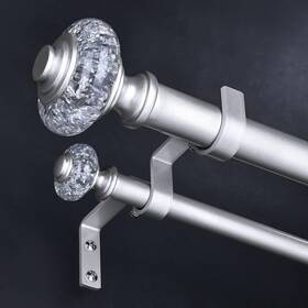 Wolistsa Ws01db-120sl Silver Double Curtain Rods For Windows 66 To 120 Inch 1 Adjustable Decorati