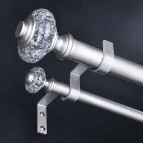Ws01db-120sl Wolistsa Silver Double Curtain Rods For Windows 66 To 120 Inch 1 Adjustable Decorati