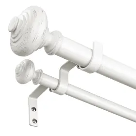 Ws39db-144vwh Wolistsa White Double Curtain Rods For Windows 72 To 144 Inch Farmhouse Vintage Decor