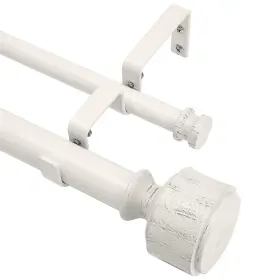 Ws46db-72vwh Wolistsa Antique White Wood Double Curtain Rod Decorative Heavy Duty R